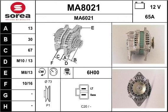 SNRA MA8021 - Alternator autospares.lv