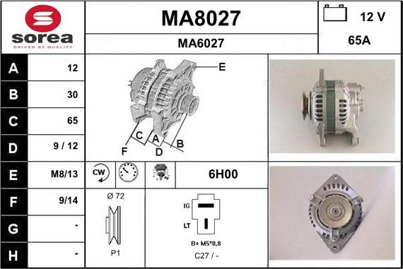 SNRA MA8027 - Alternator autospares.lv