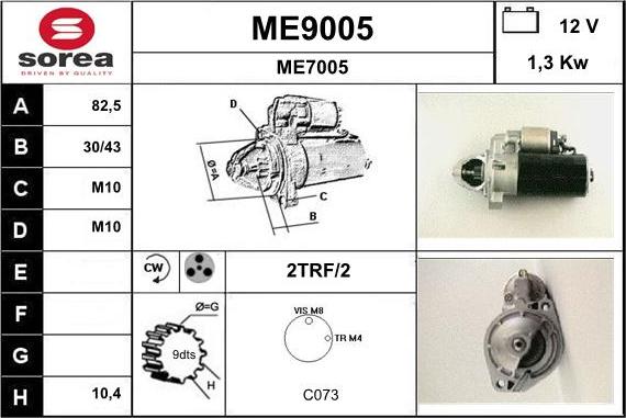 SNRA ME9005 - Starter autospares.lv