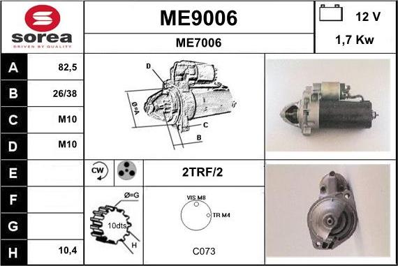 SNRA ME9006 - Starter autospares.lv