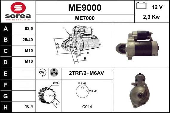 SNRA ME9000 - Starter autospares.lv