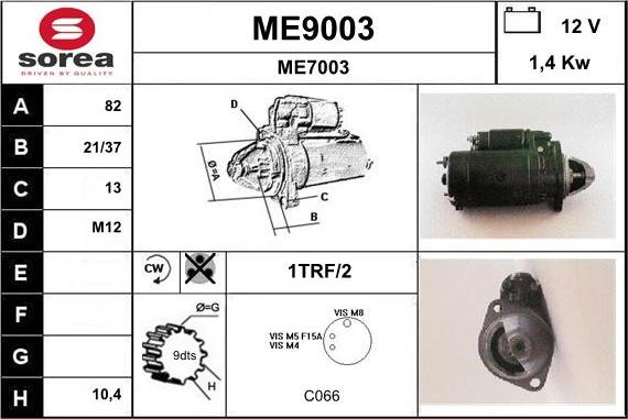 SNRA ME9003 - Starter autospares.lv