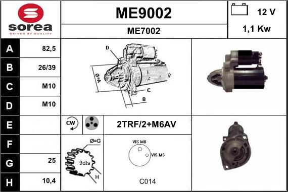 SNRA ME9002 - Starter autospares.lv