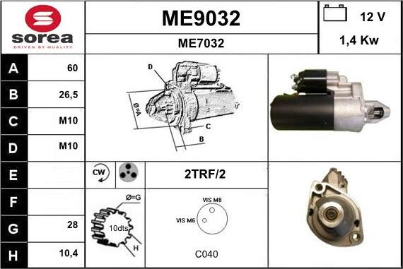 SNRA ME9032 - Starter autospares.lv