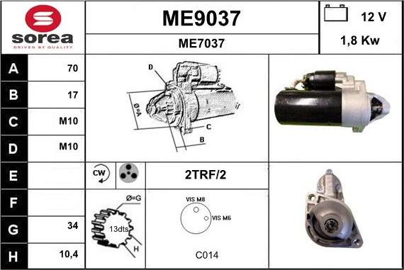 SNRA ME9037 - Starter autospares.lv