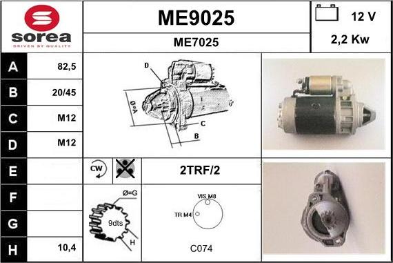 SNRA ME9025 - Starter autospares.lv