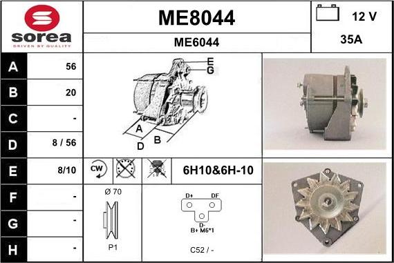 SNRA ME8044 - Alternator autospares.lv