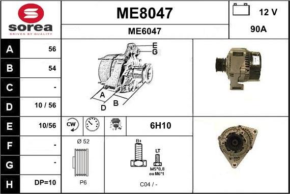 SNRA ME8047 - Alternator autospares.lv