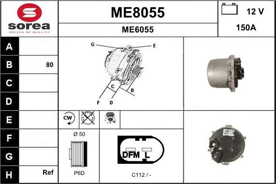 SNRA ME8055 - Alternator autospares.lv