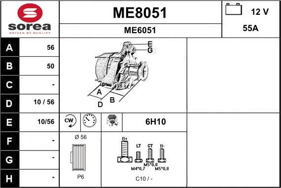 SNRA ME8051 - Alternator autospares.lv