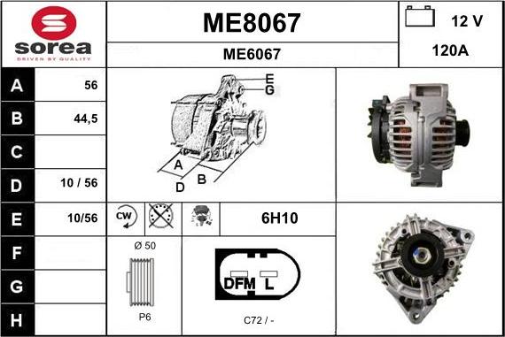 SNRA ME8067 - Alternator autospares.lv