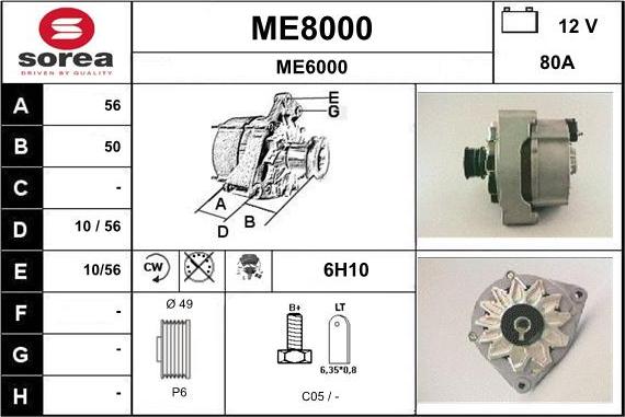 SNRA ME8000 - Alternator autospares.lv