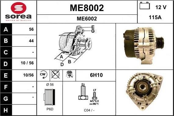 SNRA ME8002 - Alternator autospares.lv