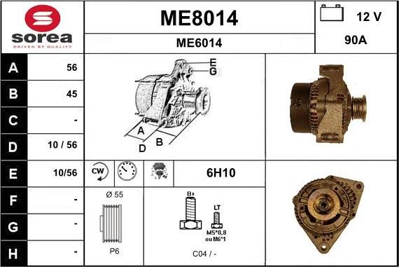 SNRA ME8014 - Alternator autospares.lv