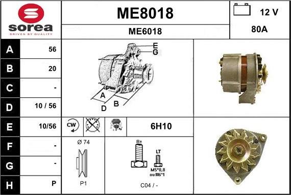 SNRA ME8018 - Alternator autospares.lv