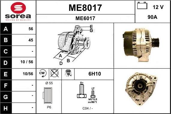 SNRA ME8017 - Alternator autospares.lv