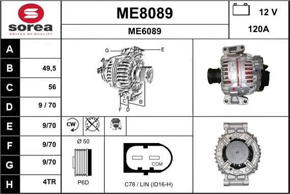 SNRA ME8089 - Alternator autospares.lv