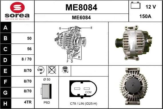 SNRA ME8084 - Alternator autospares.lv