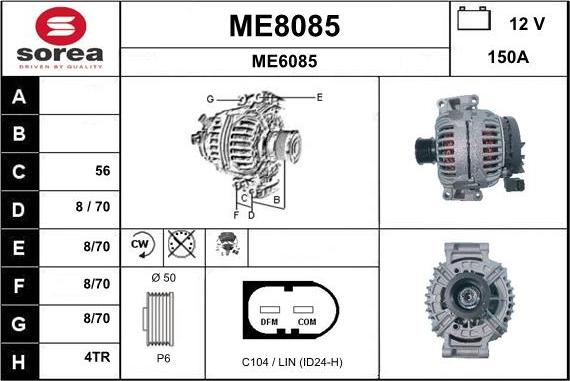 SNRA ME8085 - Alternator autospares.lv