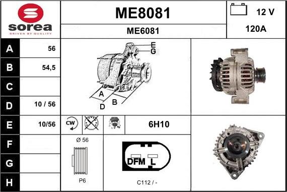 SNRA ME8081 - Alternator autospares.lv