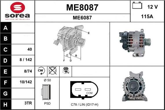 SNRA ME8087 - Alternator autospares.lv