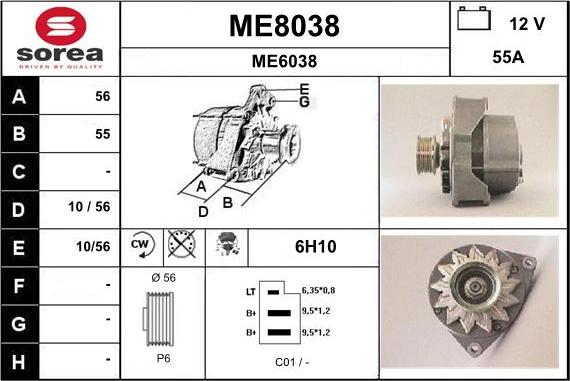 SNRA ME8038 - Alternator autospares.lv