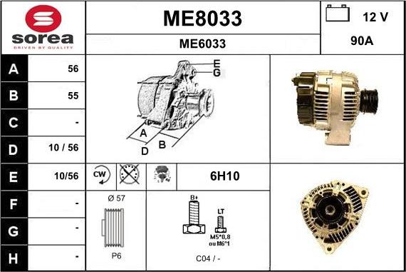 SNRA ME8033 - Alternator autospares.lv