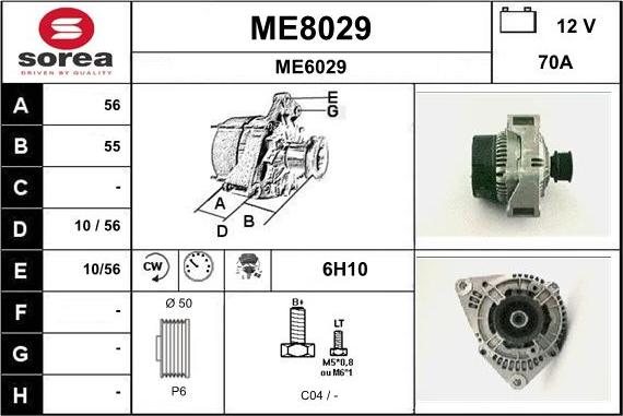 SNRA ME8029 - Alternator autospares.lv