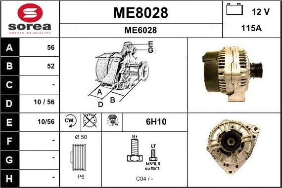 SNRA ME8028 - Alternator autospares.lv