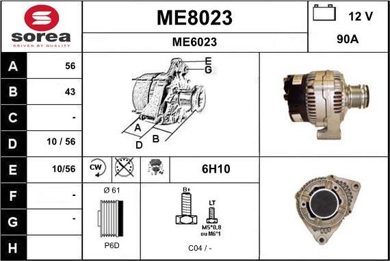 SNRA ME8023 - Alternator autospares.lv