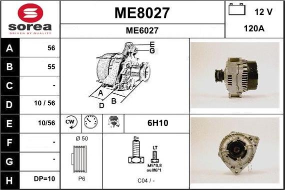 SNRA ME8027 - Alternator autospares.lv