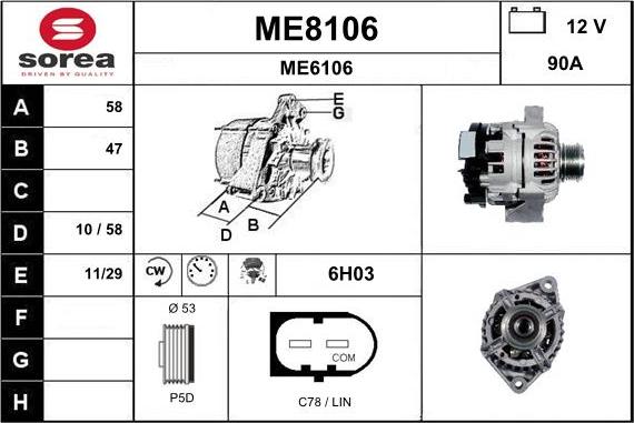 SNRA ME8106 - Alternator autospares.lv