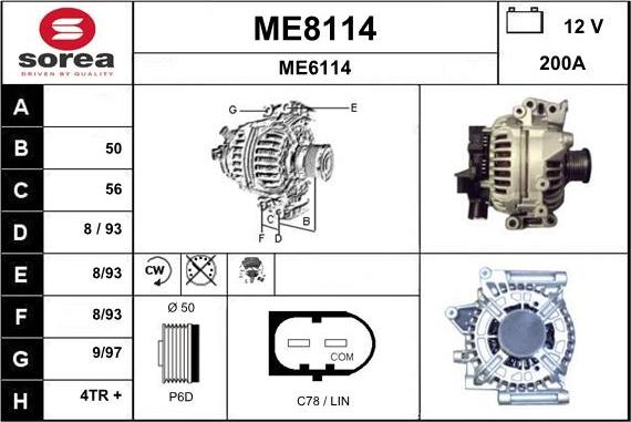 SNRA ME8114 - Alternator autospares.lv