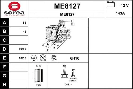 SNRA ME8127 - Alternator autospares.lv