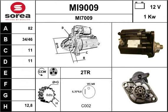 SNRA MI9009 - Starter autospares.lv