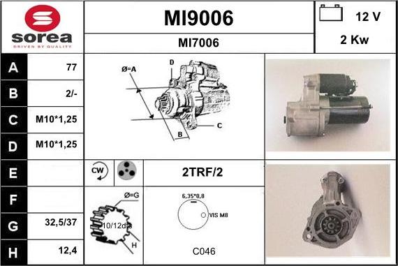 SNRA MI9006 - Starter autospares.lv