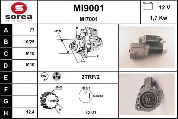 SNRA MI9001 - Starter autospares.lv