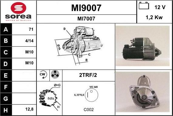 SNRA MI9007 - Starter autospares.lv