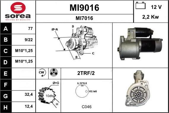 SNRA MI9016 - Starter autospares.lv