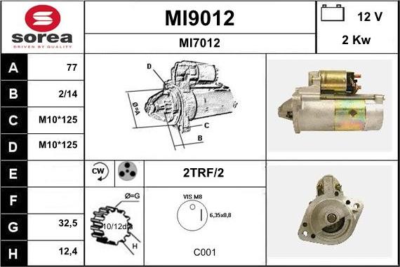 SNRA MI9012 - Starter autospares.lv