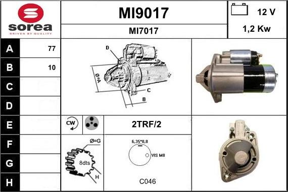 SNRA MI9017 - Starter autospares.lv