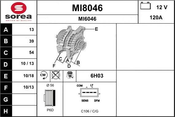 SNRA MI8046 - Alternator autospares.lv