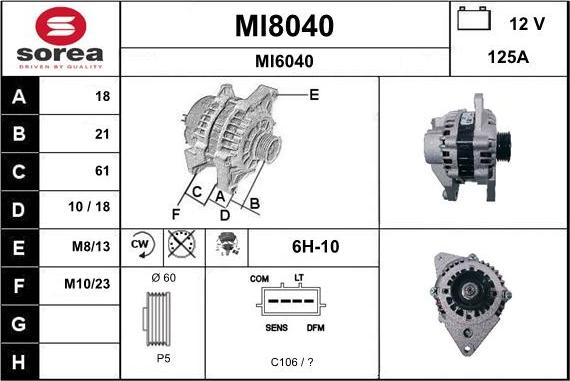 SNRA MI8040 - Alternator autospares.lv