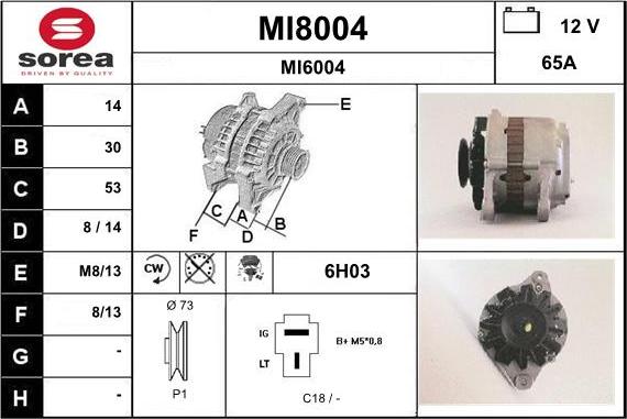 SNRA MI8004 - Alternator autospares.lv
