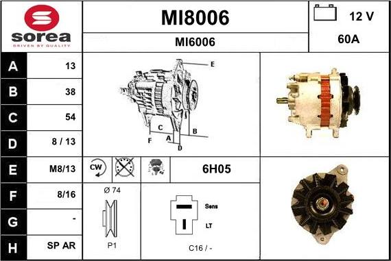 SNRA MI8006 - Alternator autospares.lv