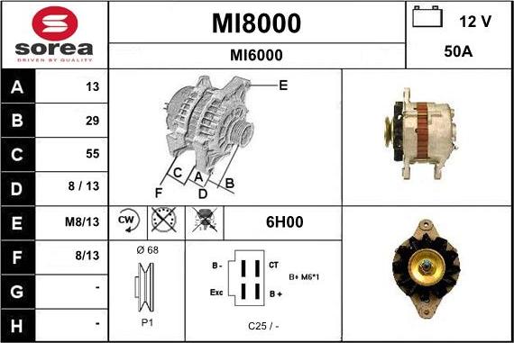 SNRA MI8000 - Alternator autospares.lv