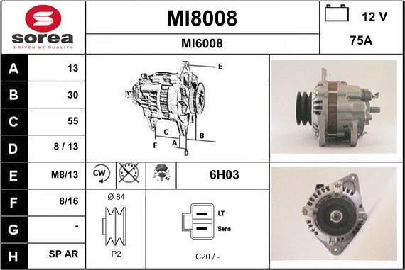 SNRA MI8008 - Alternator autospares.lv