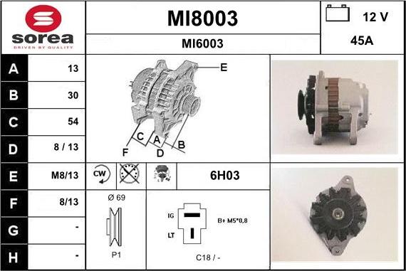 SNRA MI8003 - Alternator autospares.lv