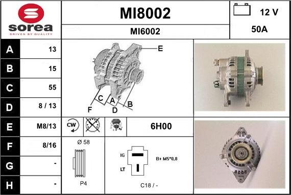 SNRA MI8002 - Alternator autospares.lv