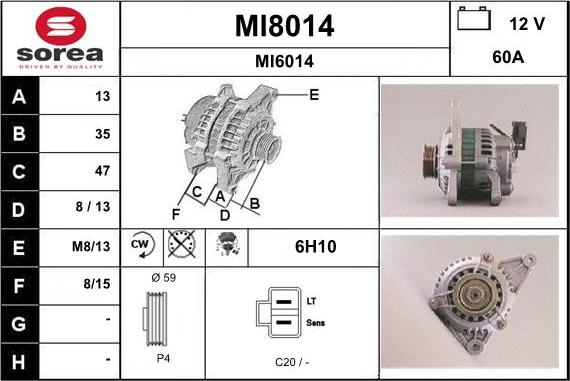 SNRA MI8014 - Alternator autospares.lv